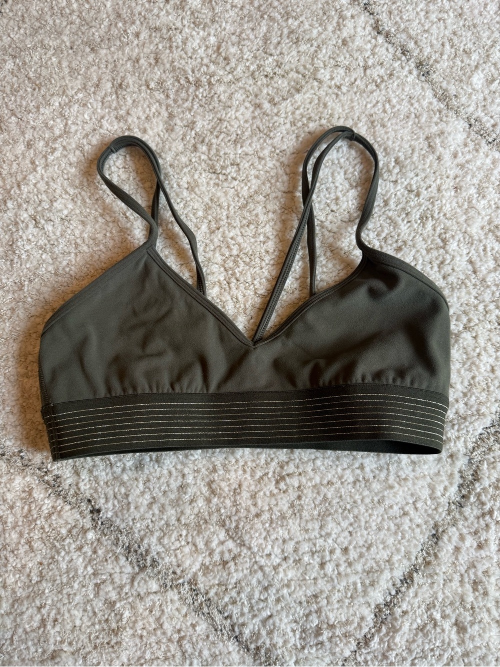 Lululemon Olive Green Principal Dancer Golden Lining Bralette Size 2 (xs)